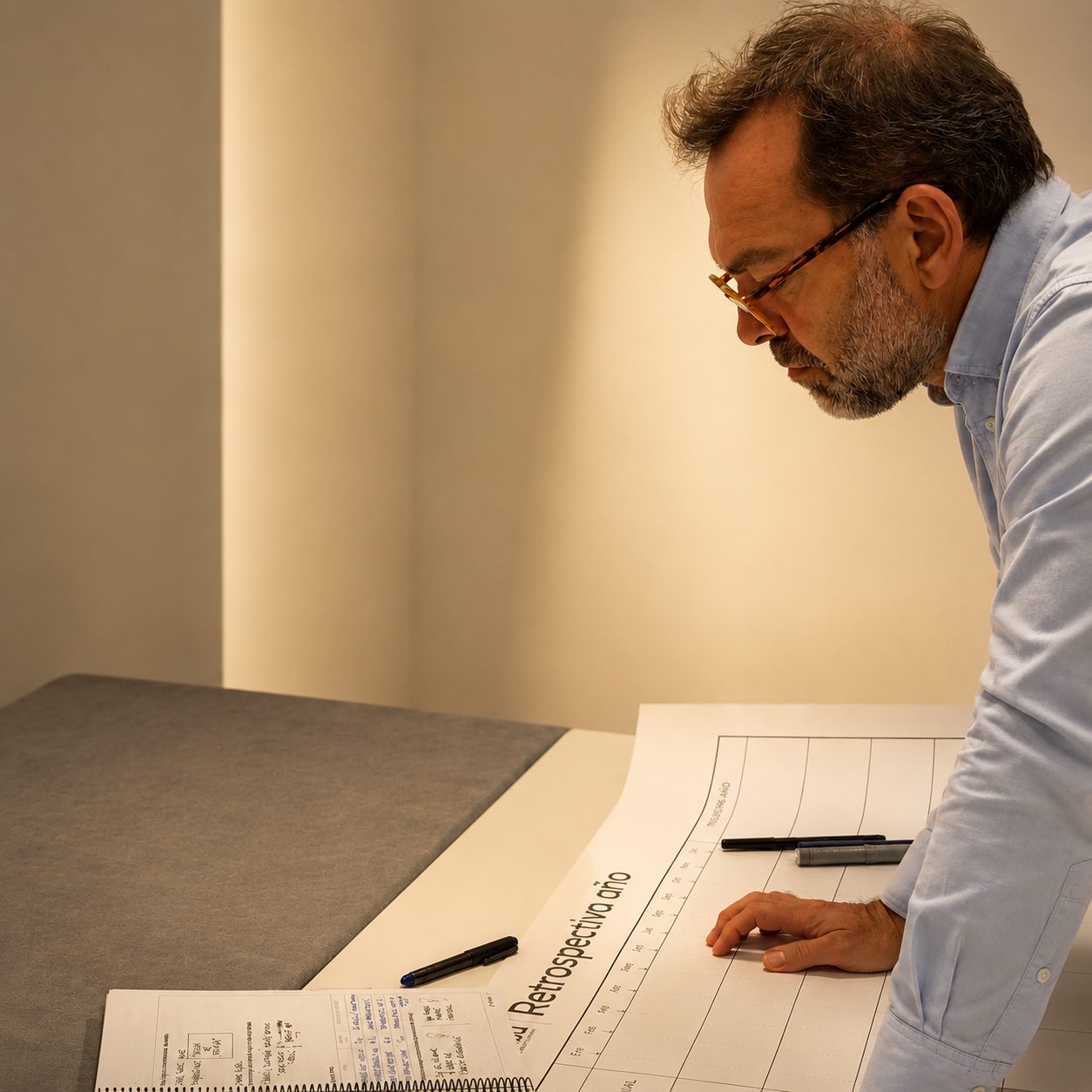Un miembro trabajando su retrospectiva del año